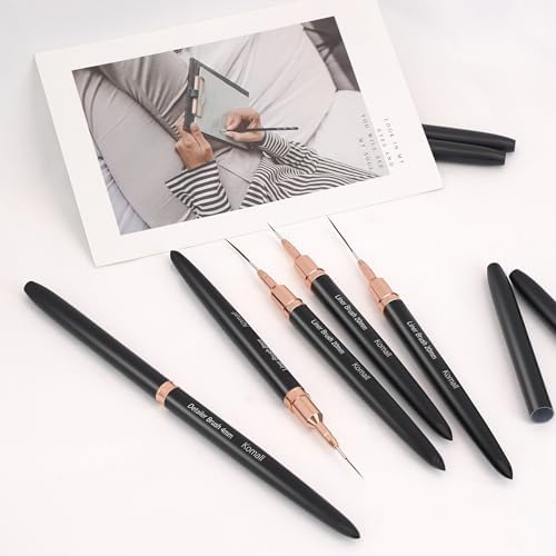Ergonomic black handle nail art brushes for professional detail work
