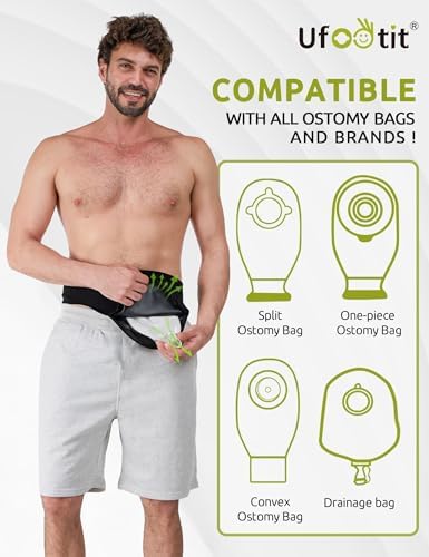 Black ostomy bag cover for men and women showing velcro closure