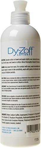 Close up of King Research Dy-Zoff professional stain remover bottle label