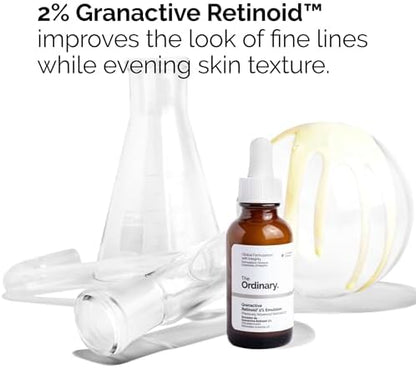 Milky retinoid emulsion that may improve skin texture and smoothness