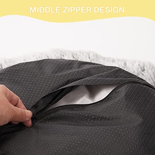 Bedfolks Calming Donut Dog Bed, 36 Inches Round Fluffy for Large Dogs, Anti-Anxiety Plush, Machine Washable (Dark Grey, Large) - Image 7