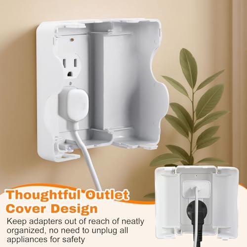 Open view of electrical outlet cover showing internal plug space