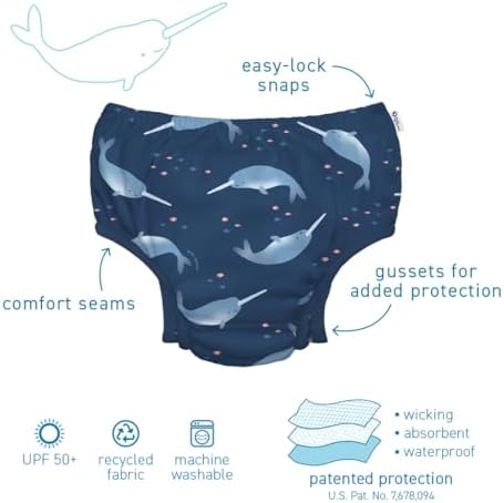 Green Sprouts toddler swim diaper folded to show triple layer construction
