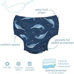 Green Sprouts toddler swim diaper folded to show triple layer construction