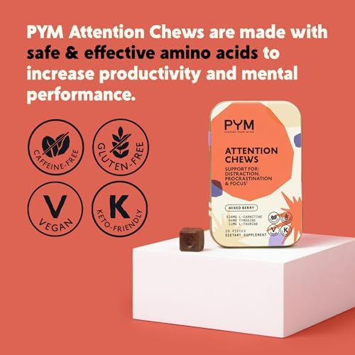 Pym Health Attention Chews mixed berry flavored pieces