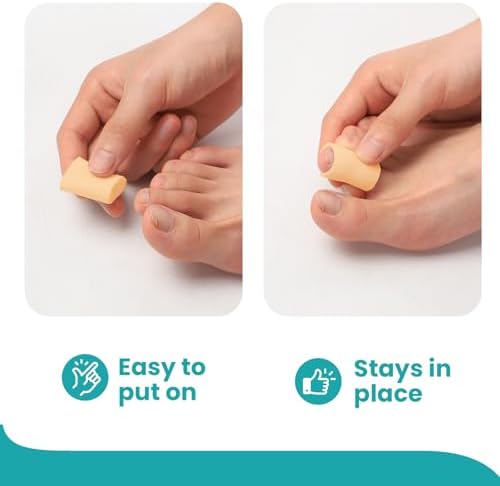 Six pairs of Promifun stretchable gel tube pads arranged to display flexible sizing options