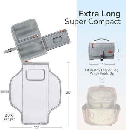 Detachable diaper changing pad folded with wipes pocket