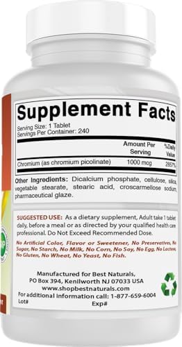 Close up of non-GMO allergen free product text on Best Naturals Chromium Picolinate packaging