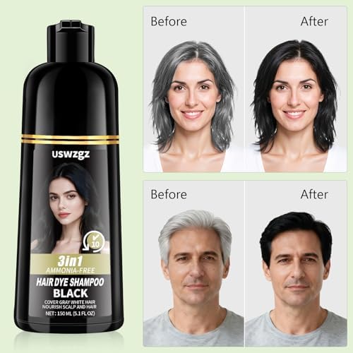 Ammonia-free herbal hair color shampoo packaging highlighting key botanical ingredients