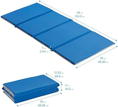 ECR4Kids Everyday Folding Rest Mat, 4-Section, 1in, Sleeping Pad, Blue/Grey, 5-Pack - Image 3