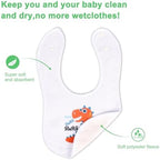 Folded pile of Benoxine baby bibs for infants