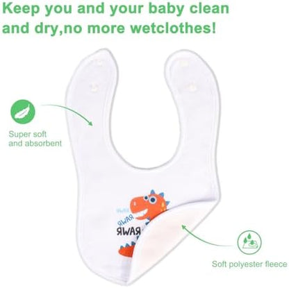 Folded pile of Benoxine baby bibs for infants