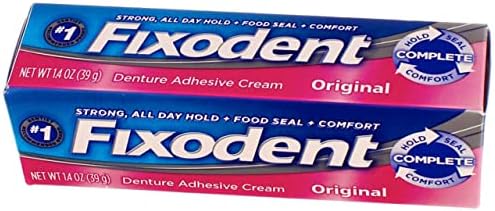 Fixodent denture adhesive cream strong hold resists hot liquids