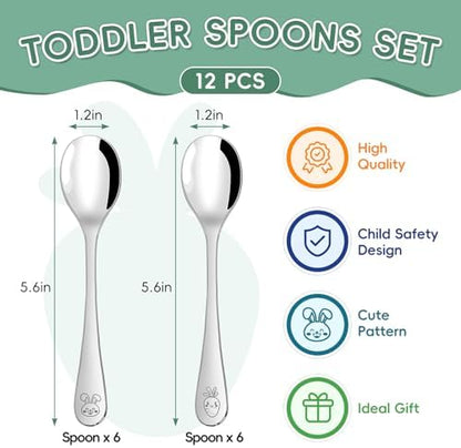 DRKIO food grade small spoons for kids close up showing smooth mirror polished finish