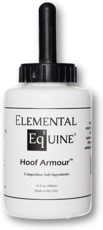 Elemental Equine Hoof Armour Dressing front view bottle with built in brush cap