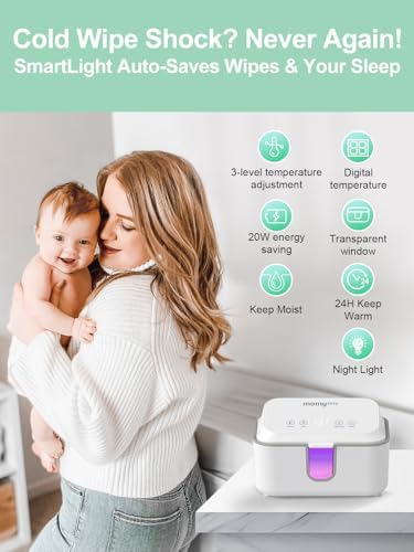 Momyeasy wipe warmer showing internal capacity for diaper wipes