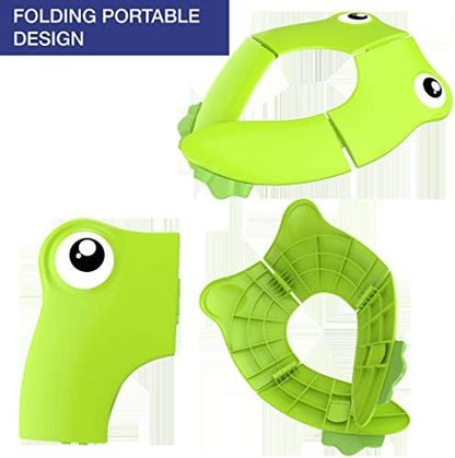 Side view of Magtimes portable travel toilet seat illustrating the anti slip buckle placement