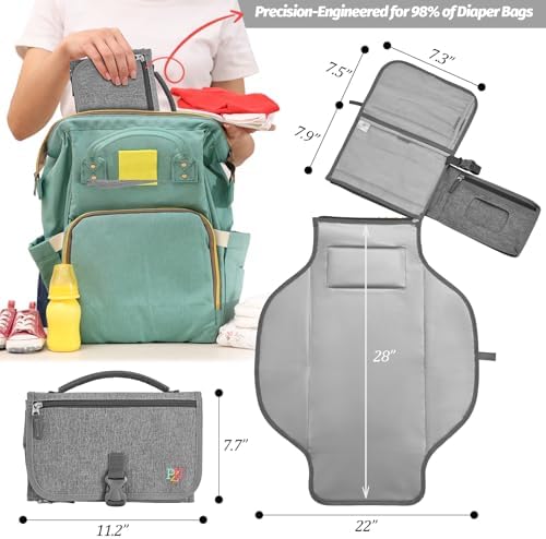 PZU travel changing mat fully unfolded displaying the twenty-eight by twenty-two inch waterproof surface.