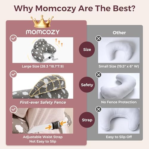 Close up of Momcozy nursing pillow removable cotton cover fabric