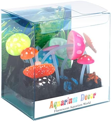 Top down perspective of the multicolored Uniclife silicone aquarium decoration illuminating a marine ecosystem simulation.