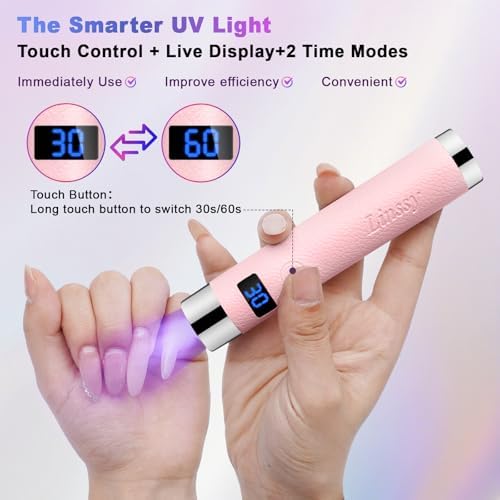 Linssy rechargeable mini LED nail dryer with Type-C charging port showcasing its compact travel friendly body