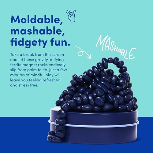 Close up view of the premium matte indigo magnetic ferrite stones showing their smooth texture