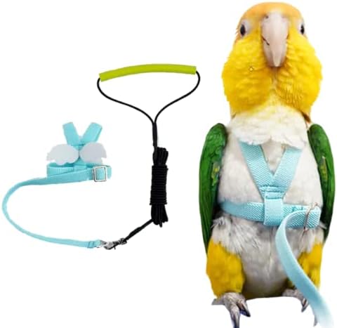 Adjustable nylon bird leash with non-slip handle