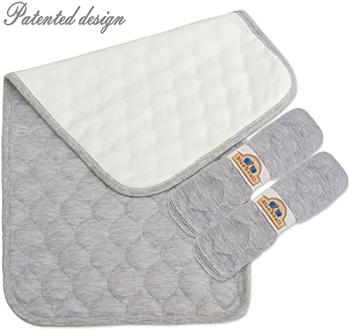 Three pack of BlueSnail thicker longer gray waterproof diaper changing liners folded neatly