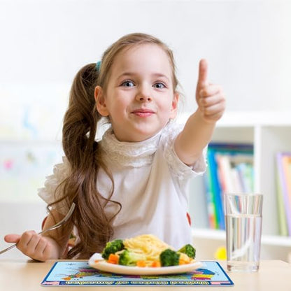 Detailed shot of the United States map placemat showing clear state names and capitals for preschool learning.
