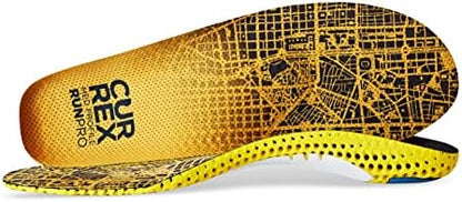 Currex RunPro heel view showing Poron cushioning and charcoal layer
