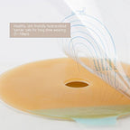 Rear angle of the CARBOU medical ostomy wafer showing the measurement lines for cutting