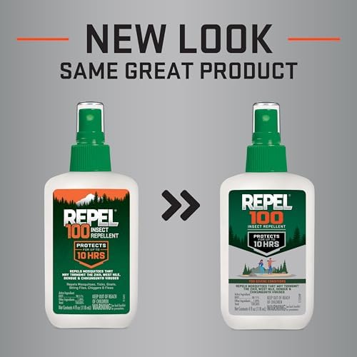 Repel 100 maximum strength bug spray bottle highlighting the ten hour protection claim