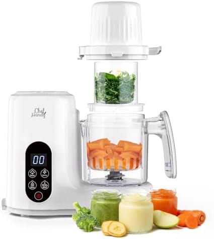 Chefhandy baby food processor with two layer steaming baskets detached