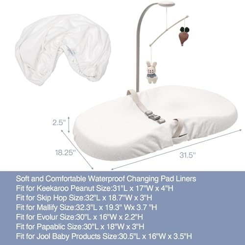 Two pack arrangement of the machine washable premium white infant changing table covers.