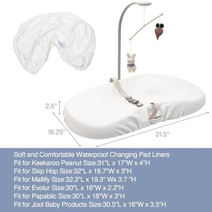 Two pack arrangement of the machine washable premium white infant changing table covers.