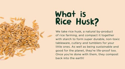 Three green compostable rice husk baby spoons laid out on a clean surface
