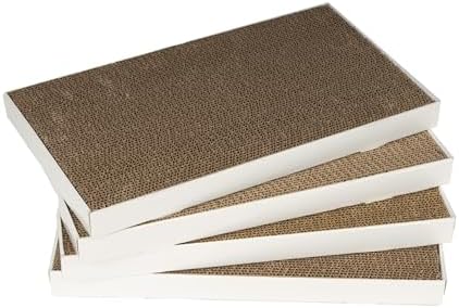 Amazon Basics reversible cat scratching pads in a 4-pack bundle displaying the clean white border design.