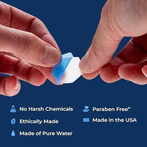 Clear hydrogel patches displayed to show texture and 1-inch size comparison.