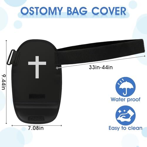 Adjustable elastic belt on ostomy bag cover for secure waist fit