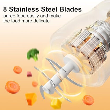 Phydge baby food blender glass bowl detached from the motor unit showcasing its premium food grade construction materials