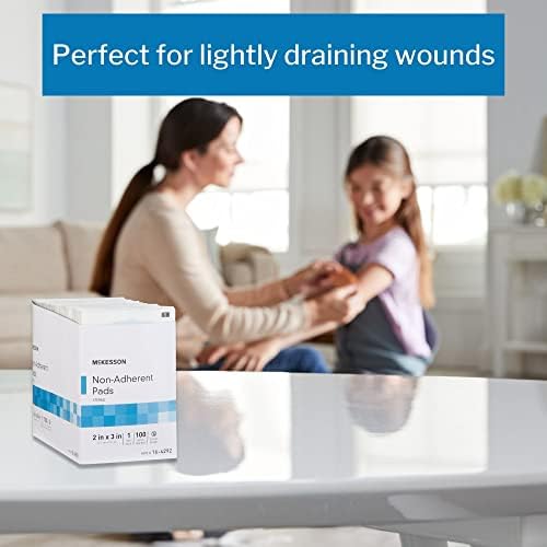 McKesson latex free non adherent rectangle pads stack highlighting clean sterile presentation