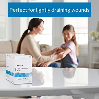 McKesson latex free non adherent rectangle pads stack highlighting clean sterile presentation