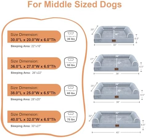 Large Dog Bed Orthopedic Washable: Beds Bolster XL Bed Large Big Dogs Memory Foam Couch Sofa Waterproof with Removable Cover - Image 7