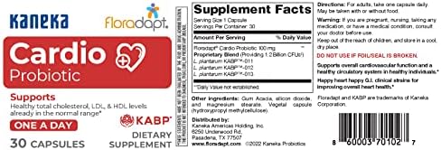Close up of Floradapt cardio probiotic capsules packaging