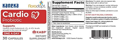 Close up of Floradapt cardio probiotic capsules packaging