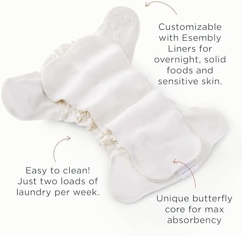 Esembly reusable diaper inner with adjustable waist snaps detail