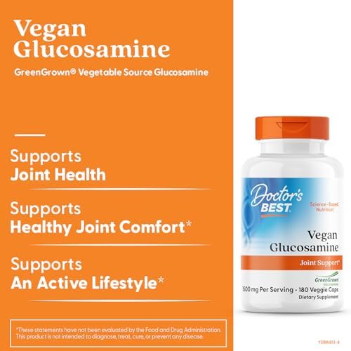 Doctor's Best Vegan Glucosamine Sulfate, Joint Support, Non-GMO, Vegan, Gluten Free, Soy Free, 750 mg 180 Veggie Caps - Image 4
