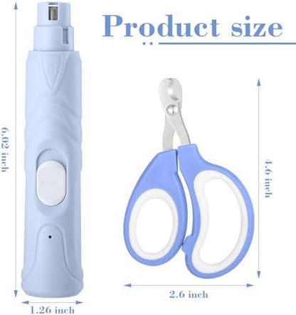 Rechargeable pet paw trimmer showing the three different sizing ports for small animals.