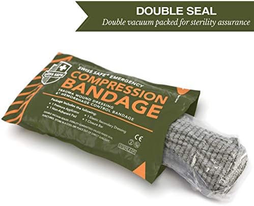 Double vacuum sealed Swiss Safe Israeli bandage for compact first aid storage