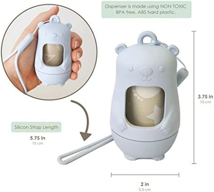 Compact baby waste bag dispenser with twist off bottom cap open